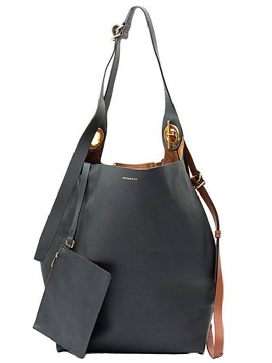 leather grommet hobo shoulder bag - BURBERRY - 1