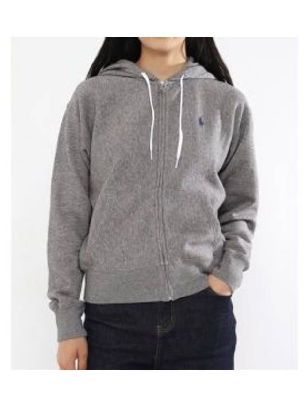 Embroidered Logo Zip Up Hoodie Grey - POLO RALPH LAUREN - BALAAN 2