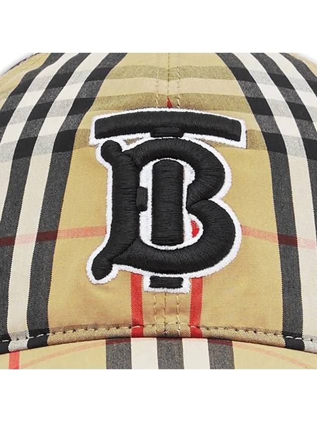 TB Logo Monogram Motif Vintage Check Ball Cap Beige - BURBERRY - BALAAN 5