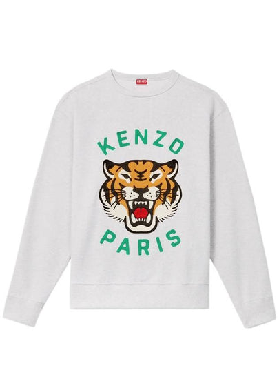 Lucky Tiger Embroidery Cotton Sweatshirt Pale Grey - KENZO - BALAAN 2