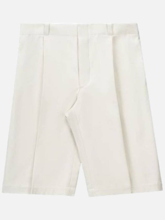 Single Pleat Piece-Dyed Gabardine Shorts Beige - THOM BROWNE - BALAAN 1