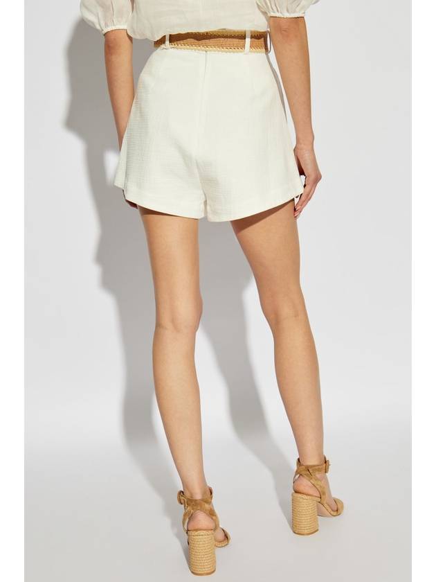 Zimmermann Cotton Shorts With Belt, Women's, White - ZIMMERMANN - BALAAN 4