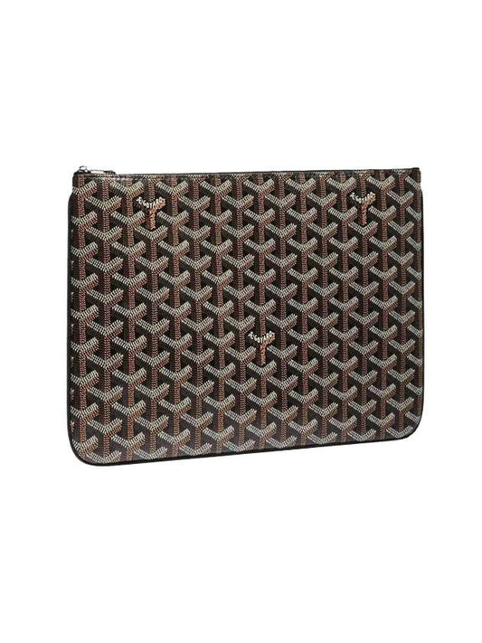 Calfskin Canvas MM Senat Clutch Bag Black - GOYARD - BALAAN.