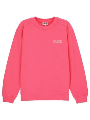 Logo Drop Shoulder Sweatshirt Sugar Plum T Shirt - GANNI - BALAAN 1