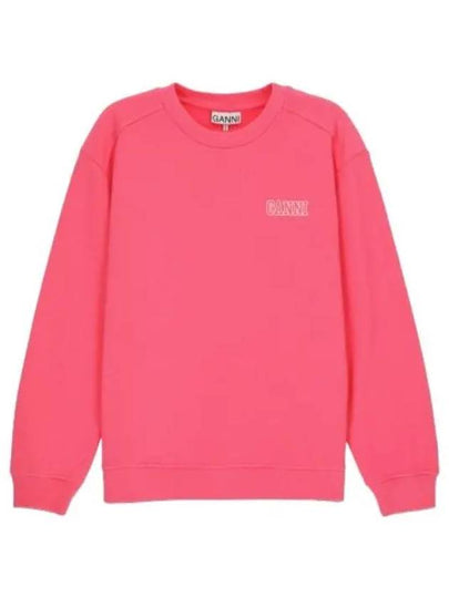 Women's Logo Print Cotton Sweatshirt Pink - GANNI - BALAAN 2