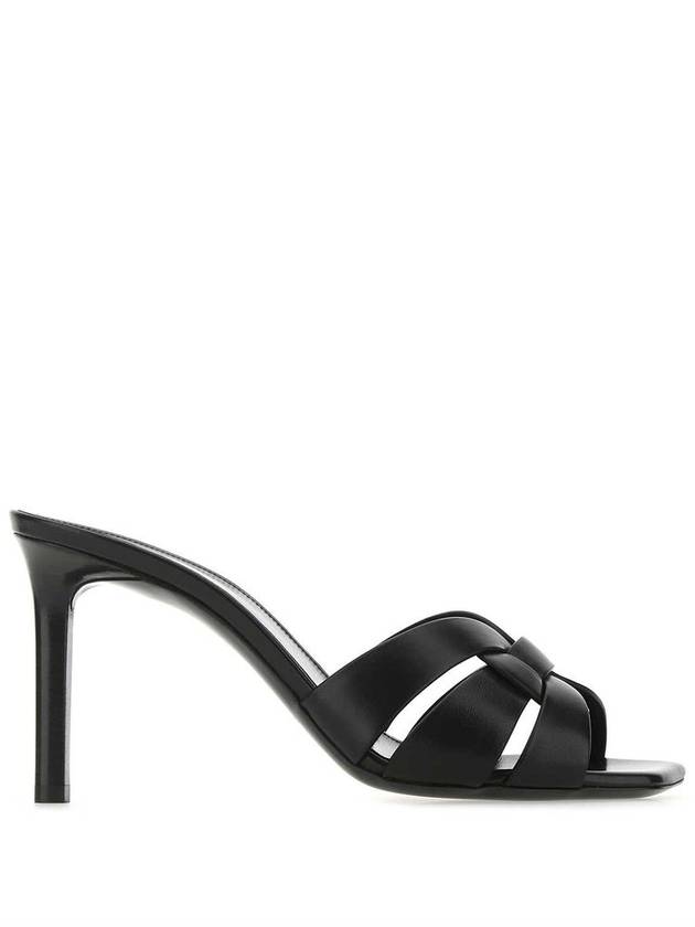 Tribute Leather Sandal Heels Black - SAINT LAURENT - BALAAN 2