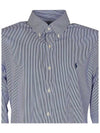 Embroidered Logo Striped Long Sleeves Shirt Blue - POLO RALPH LAUREN - BALAAN 5