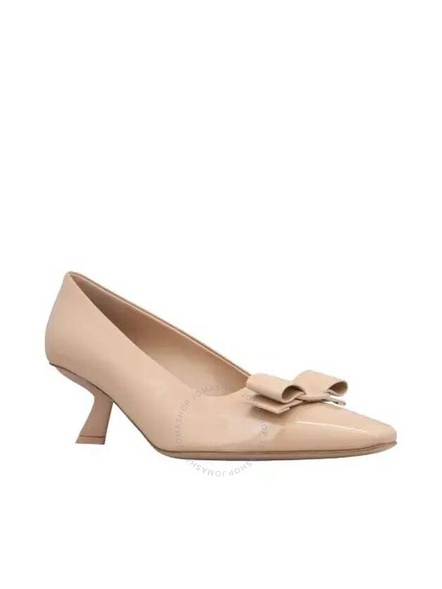 Salvatore Vara Bow Leather Pumps Heel Beige - SALVATORE FERRAGAMO - BALAAN 3