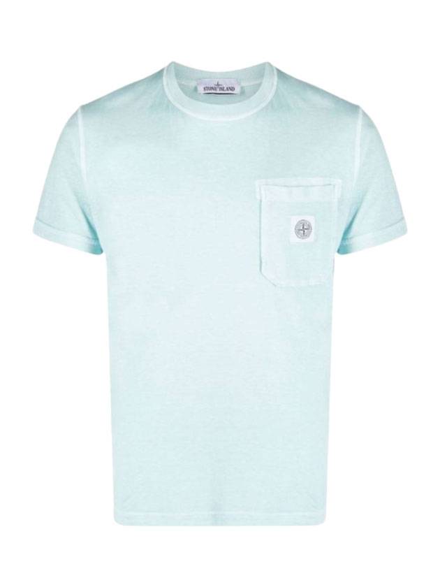 Wappen Logo Patch Pocket Short Sleeve T-Shirt Sky Blue - STONE ISLAND - BALAAN 1