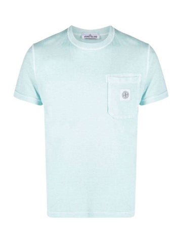 Wappen Logo Patch Pocket Short Sleeve T-Shirt Sky Blue - STONE ISLAND - BALAAN 1