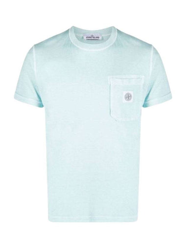 Wappen Logo Patch Pocket Short Sleeve T-Shirt Sky Blue - STONE ISLAND - BALAAN 1