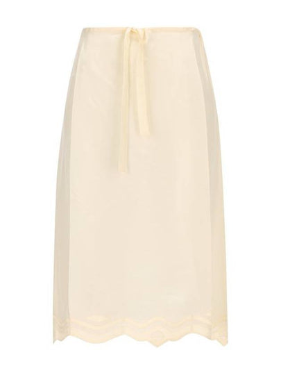 Embroidered Silk Habutai Short A-Line Skirt Yellow - PRADA - BALAAN 2