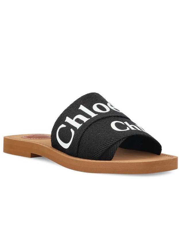 Woody Logo Flat Mule Slippers Black - CHLOE - BALAAN 3