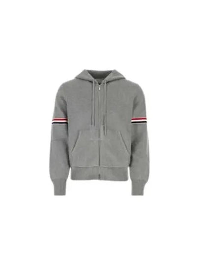 Cotton Milano Armband Zip Up Hoodie Light Grey - THOM BROWNE - BALAAN 2