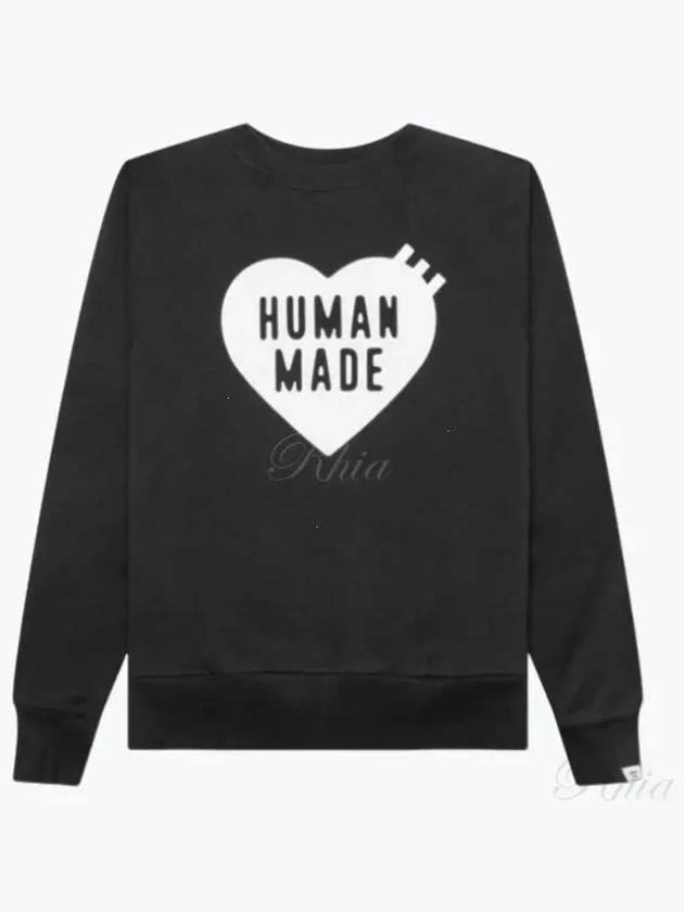 Heart Crew Neck Sweatshirt Black - HUMAN MADE - BALAAN 2