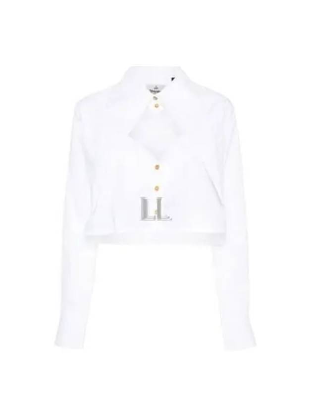 ORB Logo Embroidery Heart Cut-Off Crop Shirt White - VIVIENNE WESTWOOD - BALAAN 2