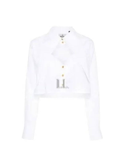 ORB Logo Embroidery Heart Cut-Off Crop Shirt White - VIVIENNE WESTWOOD - BALAAN 2