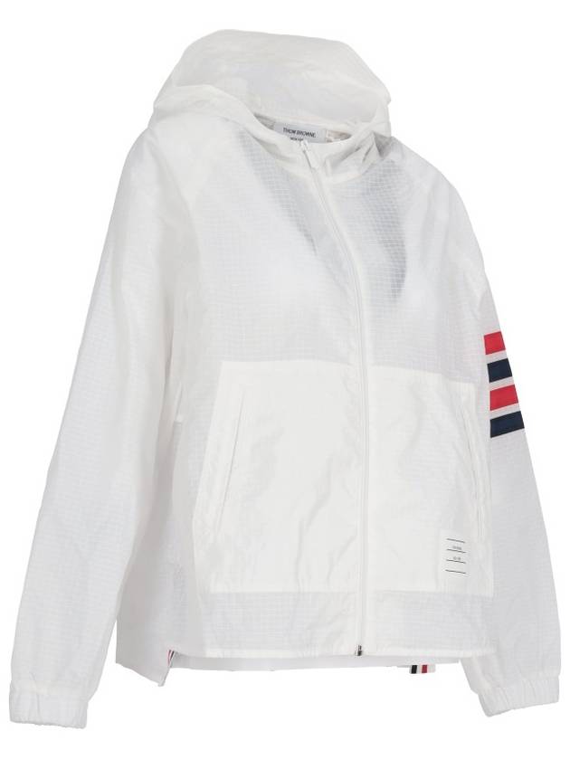 4 Bar Ripstop Polyamide Windbreaker White - THOM BROWNE - BALAAN 4