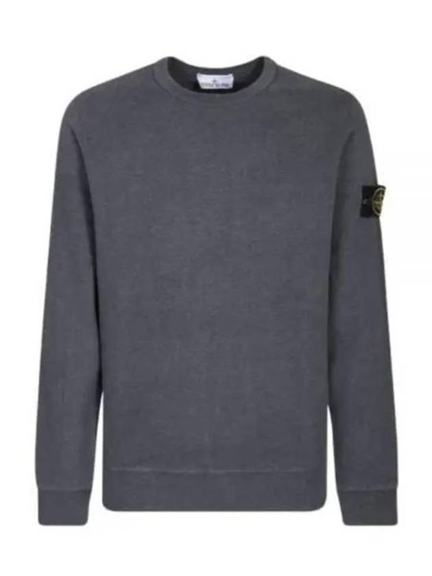 Brushed Cotton Fleece Garment Dyed Crewneck Sweatshirt Dark Grey Melange - STONE ISLAND - BALAAN 2