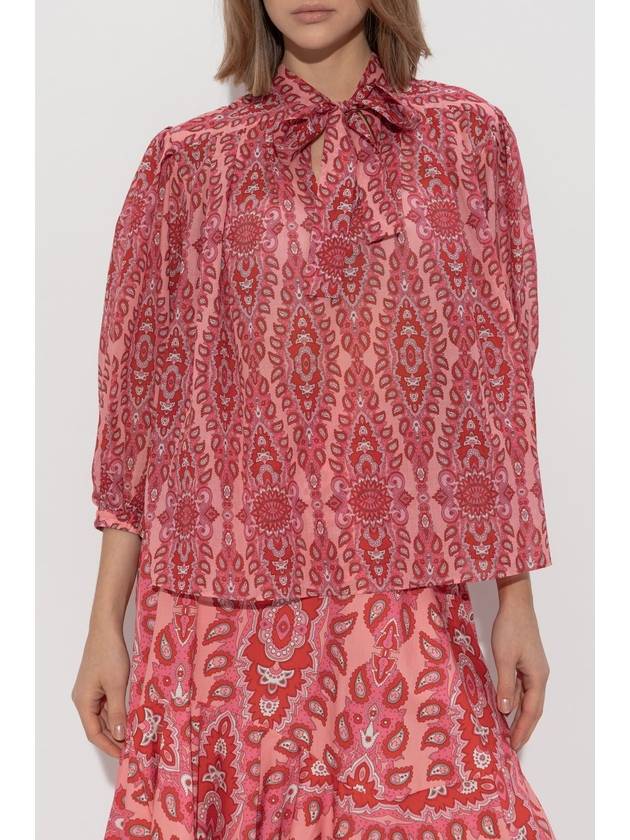 Etro Patterned Top With Decorative Tie At The Neckline, Women's, Red - ETRO - BALAAN 3