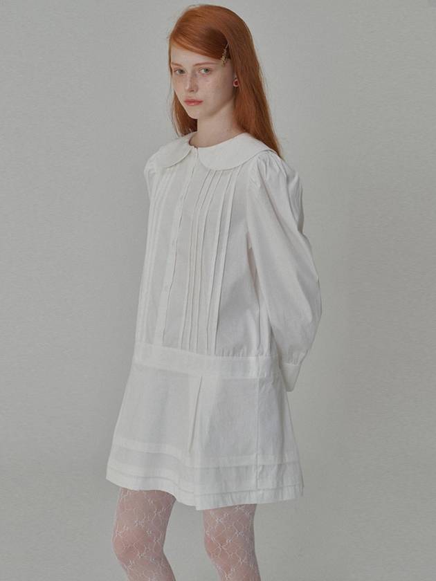 Round Collar Pin tuck Mini Dress White - OPENING SUNSHINE - BALAAN 4