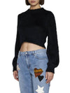 Crew Neck Brushed Knit Top Black - MARNI - BALAAN 4