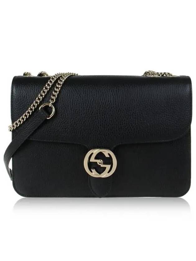 GG Interlocking Chain Medium Shoulder Bag Black - GUCCI - BALAAN 2