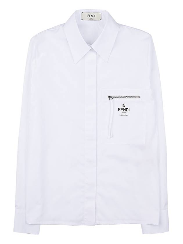 Logo zipper pocket cotton shirt FS8063 AFLK F0ZNM - FENDI - BALAAN 1