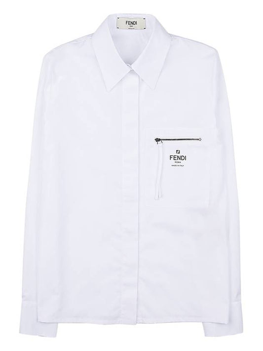 Logo zipper pocket cotton shirt FS8063 AFLK F0ZNM - FENDI - BALAAN 2