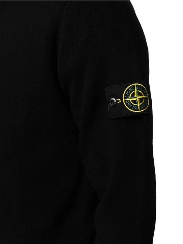 Waffen Patch Knit Zip Up Hoodie Black - STONE ISLAND - BALAAN 5