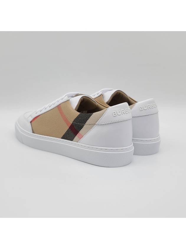 House Check Leather Sneakers Optic White - BURBERRY - BALAAN 4