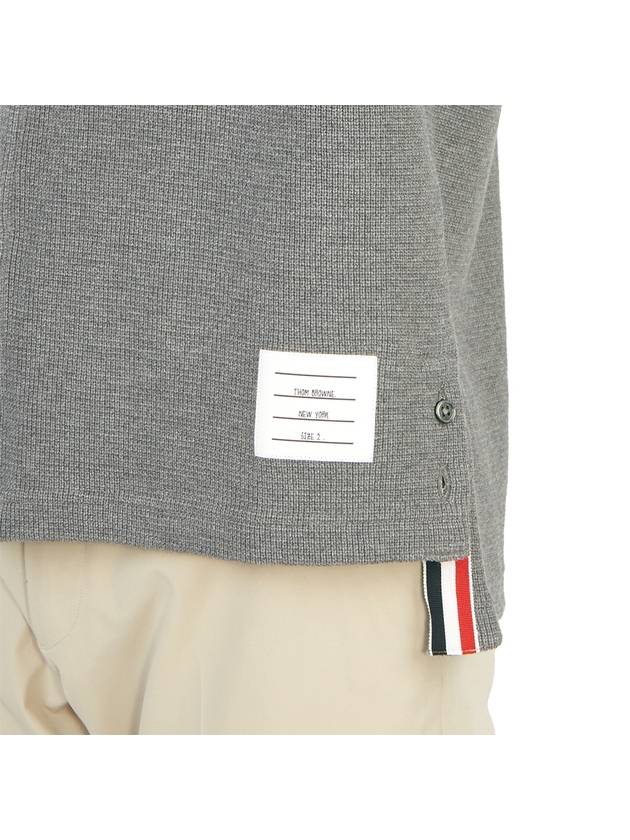 Three-Line Collar Texture Cotton Short Sleeve Shirt Grey - THOM BROWNE - BALAAN 8