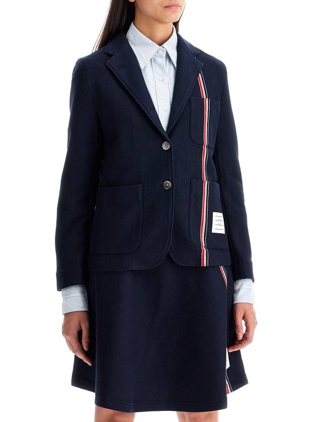 Stripe Detail Cotton Jacket Navy - THOM BROWNE - BALAAN 3