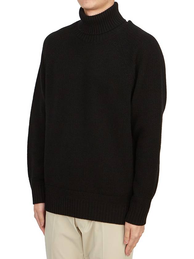 Ribbed Knit Wool Turtleneck Black - TEN C - BALAAN 3