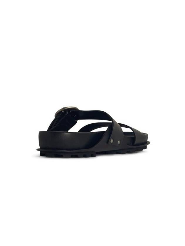 Jil Sander Black Leather Slippers - JIL SANDER - BALAAN 3