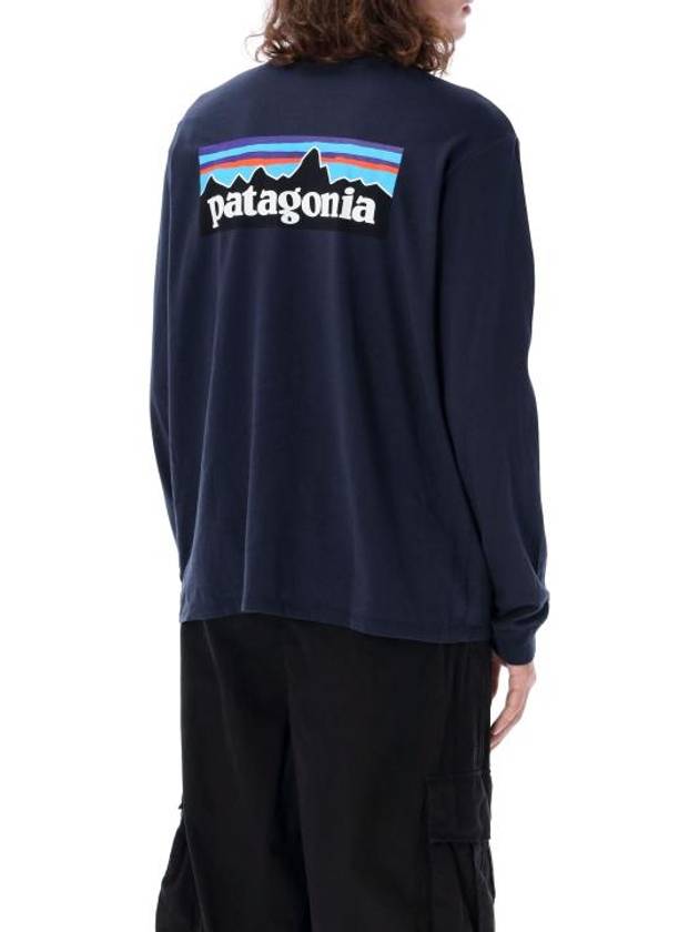 P6 Logo Responsibili Long Sleeve T-Shirt Birch Navy - PATAGONIA - BALAAN 3