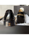 gold lettering chain enamel loafers black - CHANEL - BALAAN.