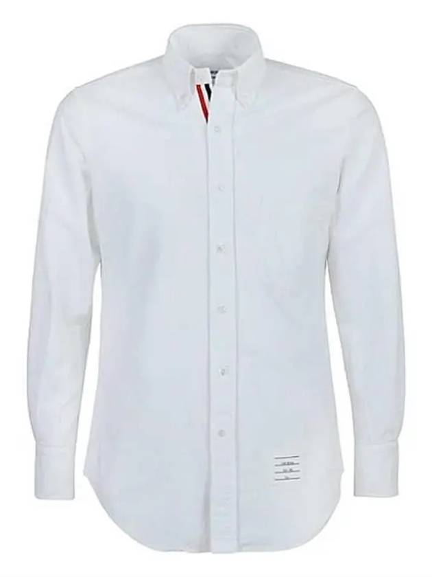 Oxford Grosgrain Placket Cotton Long Sleeve Shirt White - THOM BROWNE - BALAAN 2