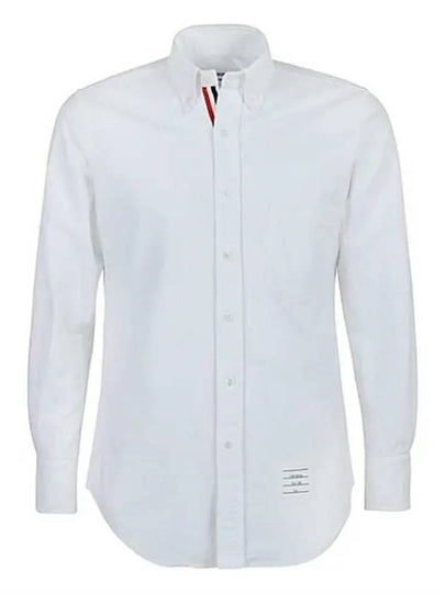 Oxford Grosgrain Placket Cotton Long Sleeve Shirt White - THOM BROWNE - BALAAN 2