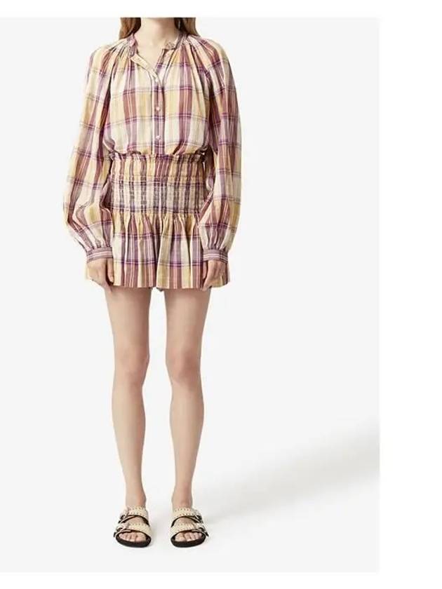 Ruffle Check Shorts Yellow - ISABEL MARANT - BALAAN.