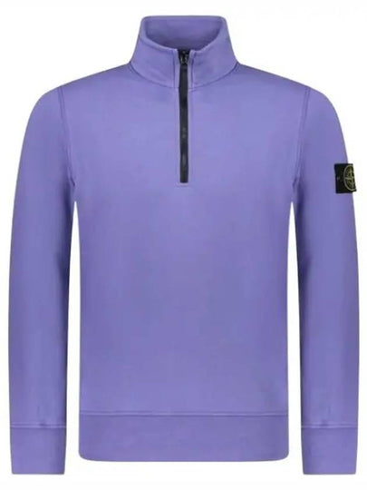 Logo Badge Half Zipper Cotton Fleece Knit Top Lavender - STONE ISLAND - BALAAN 2