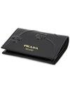 Flower Brushed Leather Half Wallet Black - PRADA - BALAAN 4