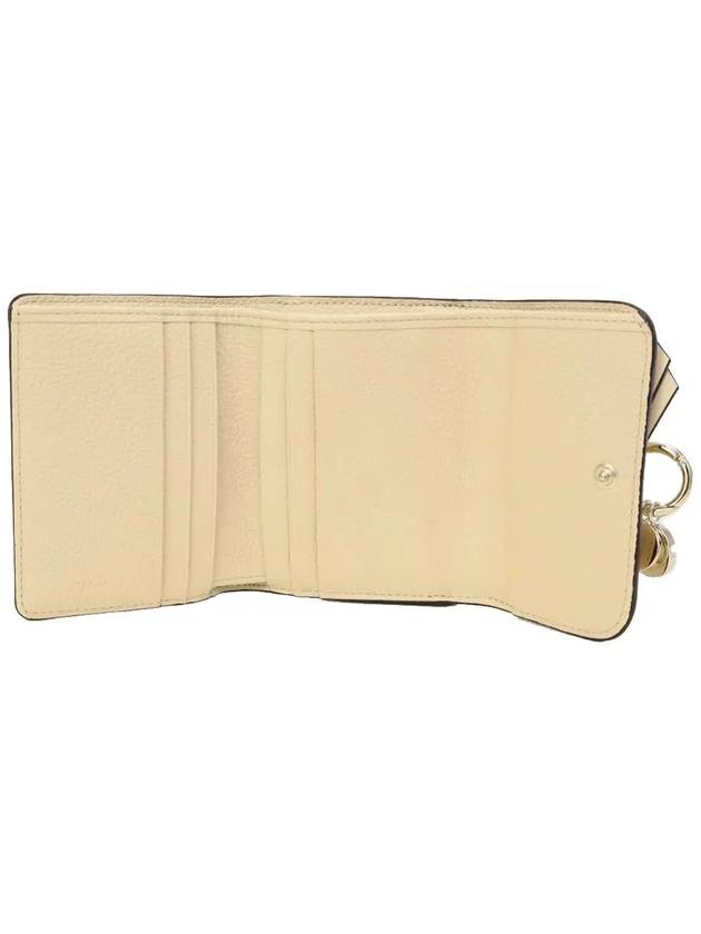 Alphabet Grain Leather Flap Small Half Wallet Beige - CHLOE - BALAAN 5