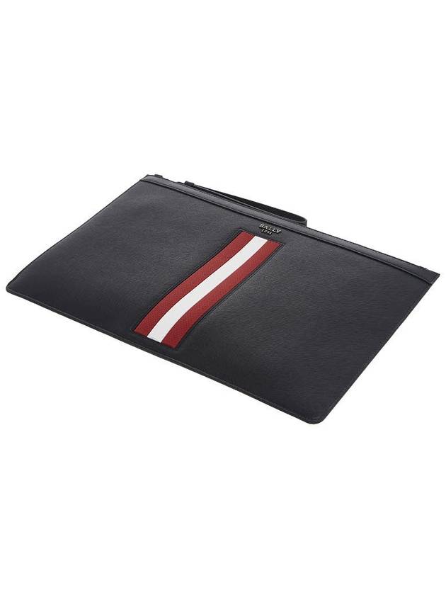 Bollis Large Recycled Leather Clutch Bag Black - BALLY - BALAAN 5