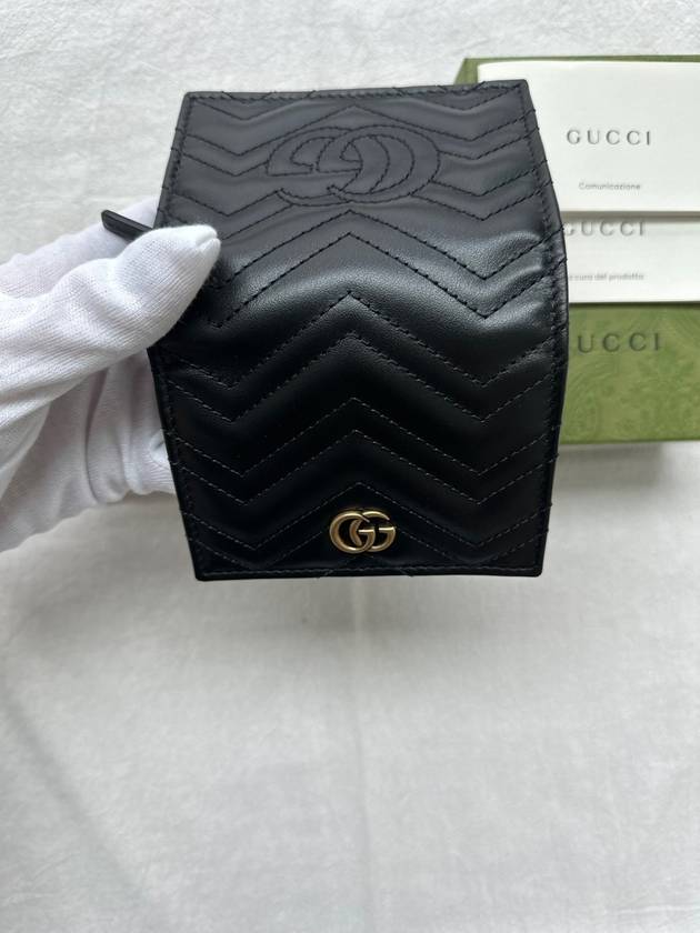 GG Marmont Matelasse Flap Card Wallet Black - GUCCI - BALAAN 3