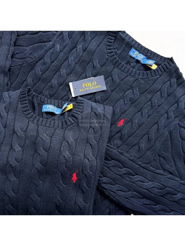 Embroidered Pony Logo Cable Knit Top Navy - POLO RALPH LAUREN - BALAAN 9