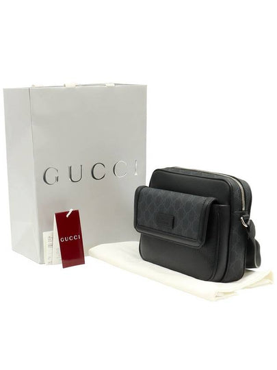 Black GG Supreme Canvas Leather Small Messenger Cross Bag - GUCCI - BALAAN 2