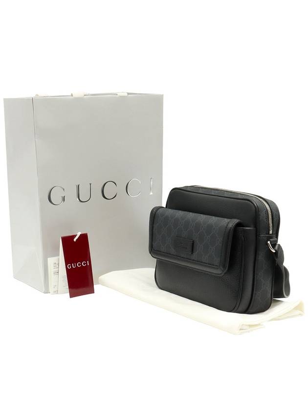 Black GG Supreme Canvas Leather Small Messenger Cross Bag 795464 - GUCCI - BALAAN 2