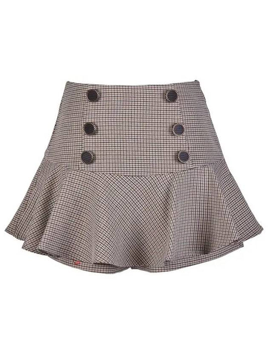 golf wear check button flower skirt Check button flower skirt Brown - J JANE - BALAAN 2