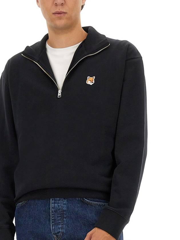 Fox Head Patch Half Zipper Sweatshirt Black - MAISON KITSUNE - BALAAN 5